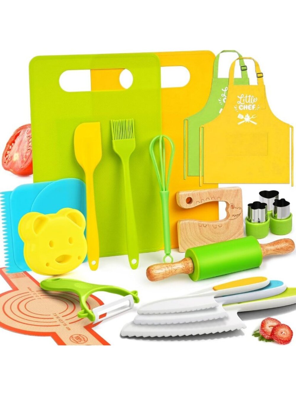 21PCS Montessori Kitchen Tools for Toddlers - Kids Cooking Set with Safe Knives